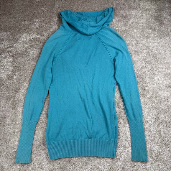 American Eagle Hoodie Sweater V Neck Teal Blue Size M y2k 2000s - Picture 3 of 4